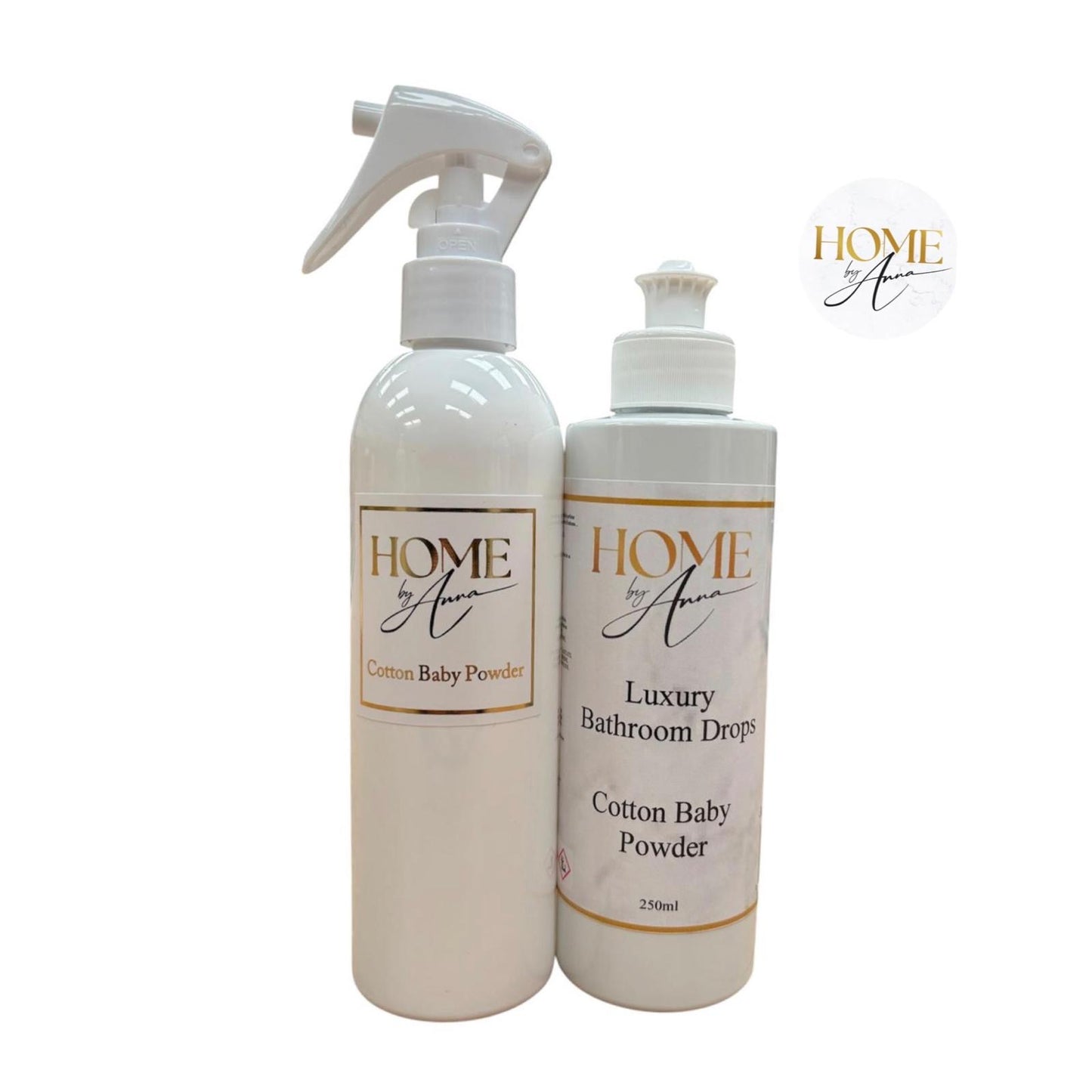 Luxury Bathroom Drops and Room Spray Duo - Cotton Baby Powder