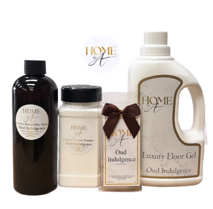 Oud Indulgence Home Scent and Floor Gel Collection , Wax Melt Pack , Floor Gel , Carpet Powder , and Humidifier Home Fragrance Juice