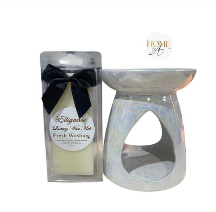 Large Essential Oil Burner and Fresh Washing Wax Melt Burner Ceramic Oil Burner Pearlised White