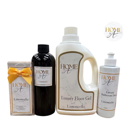 Limoncello Scented Lemon Bundle - Humidifier Juice, Wax Melt Snap Bar Pack, Luxury Foaming Floor Gel
