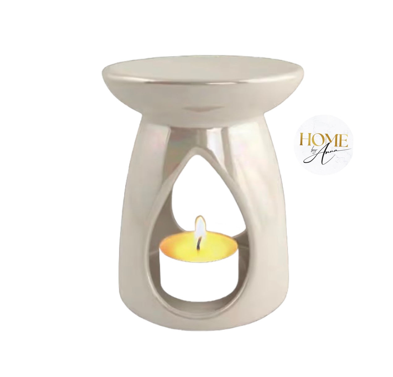 Large Essentail Oil Burner Wax Melt Burner Ceramic Oil Burner Pearlised White