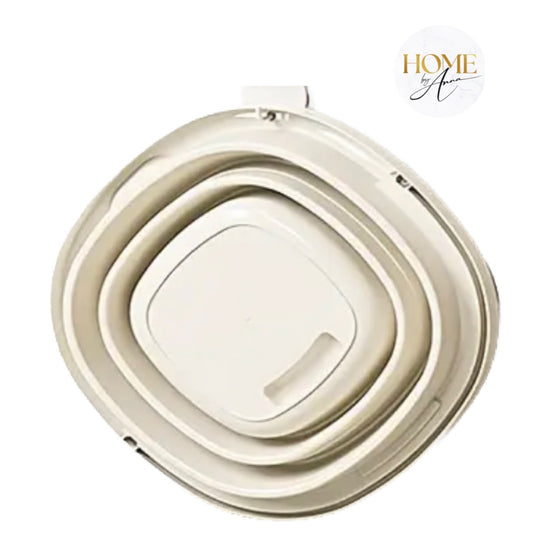 Cream Collapsable Folding Mini Bathroom Bucket