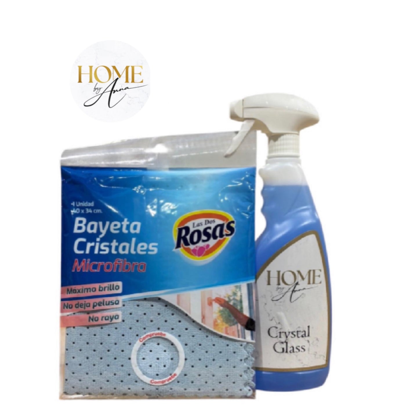 Home By Anna Crystal Smear Free Window and Glass Cleaner with Shammy Cloth