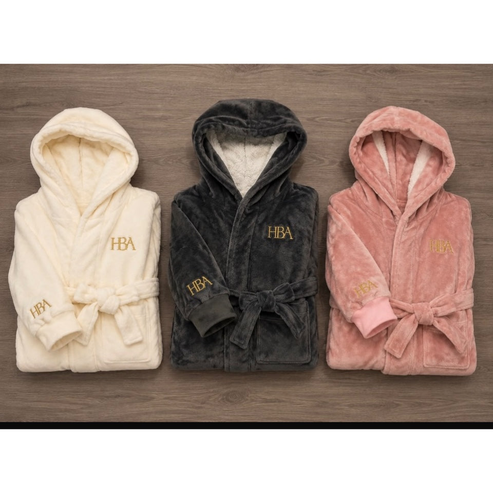 Signature Logo Dressing Gown Robe -  Free Wax Melt Pack With Every Dressing Gown,Cream,  Pink or Grey